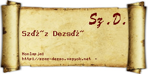 Száz Dezső névjegykártya